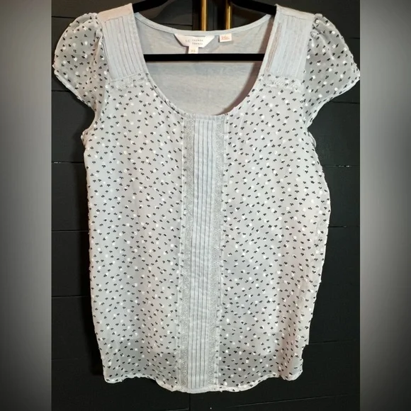 LC Lauren Conrad light baby blue swiss dot short sleeve top Size XS - Picture 1 of 5